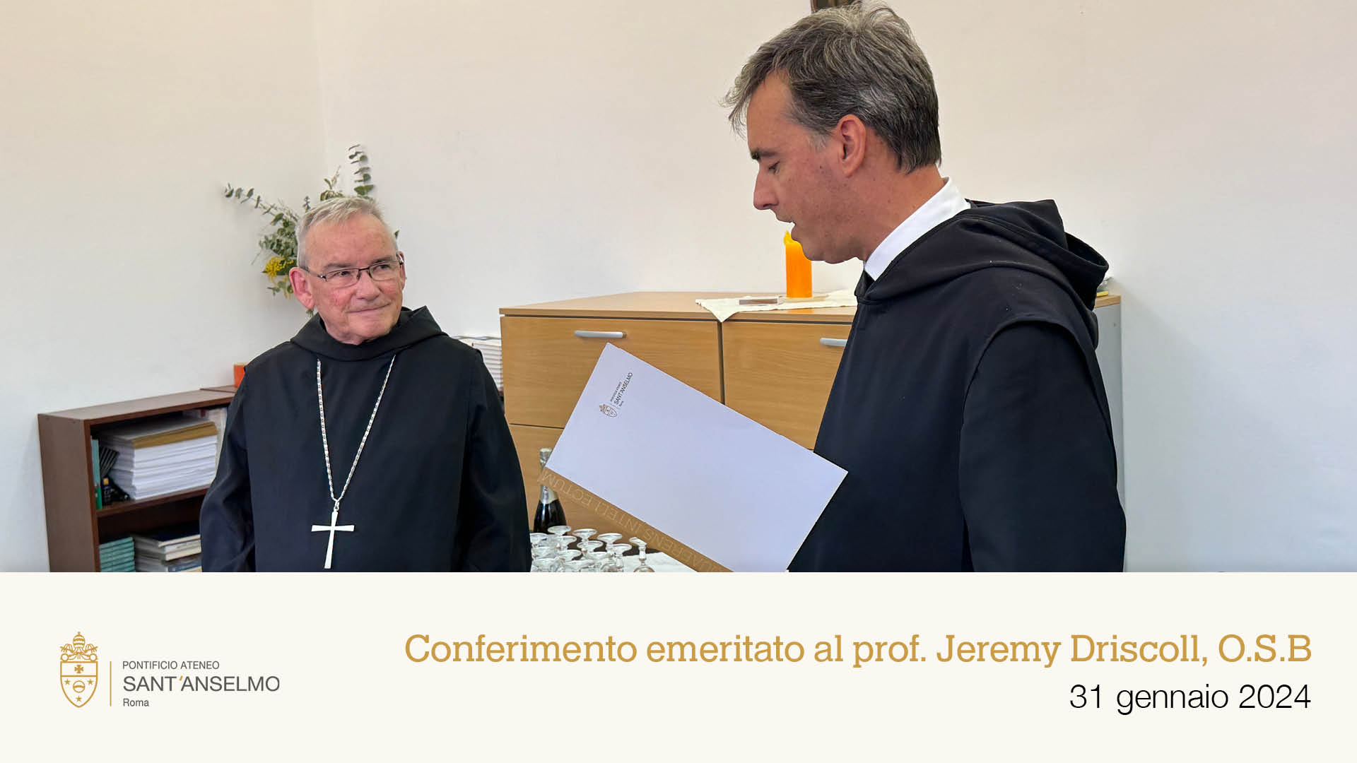 Conferimento emeritato al prof. Jeremy Driscoll, O.S.B