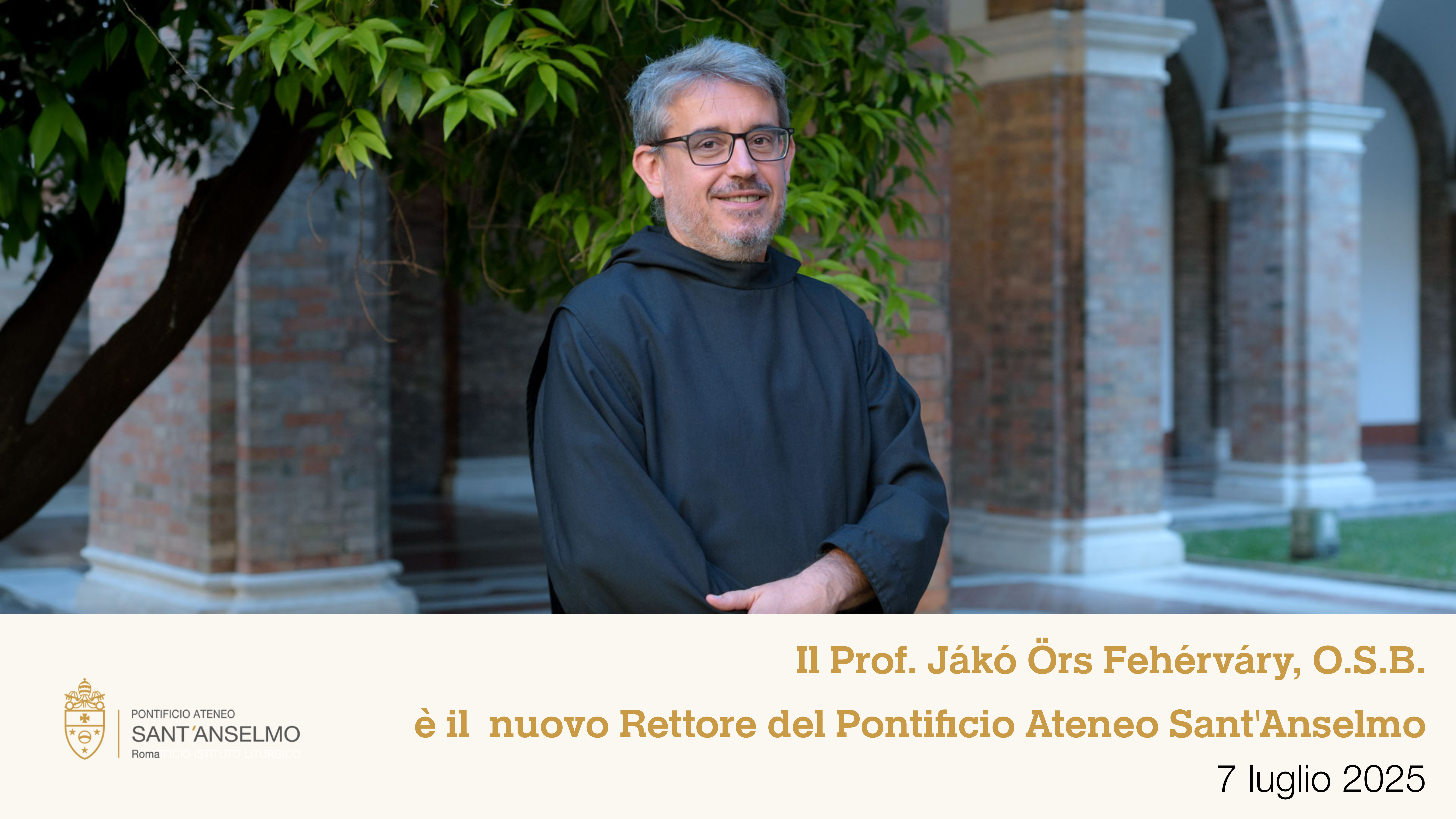 Il Prof. Jákó Örs Fehérváry, O.S.B. nominato nuovo Rettore del Pontificio Ateneo Sant'Anselmo
