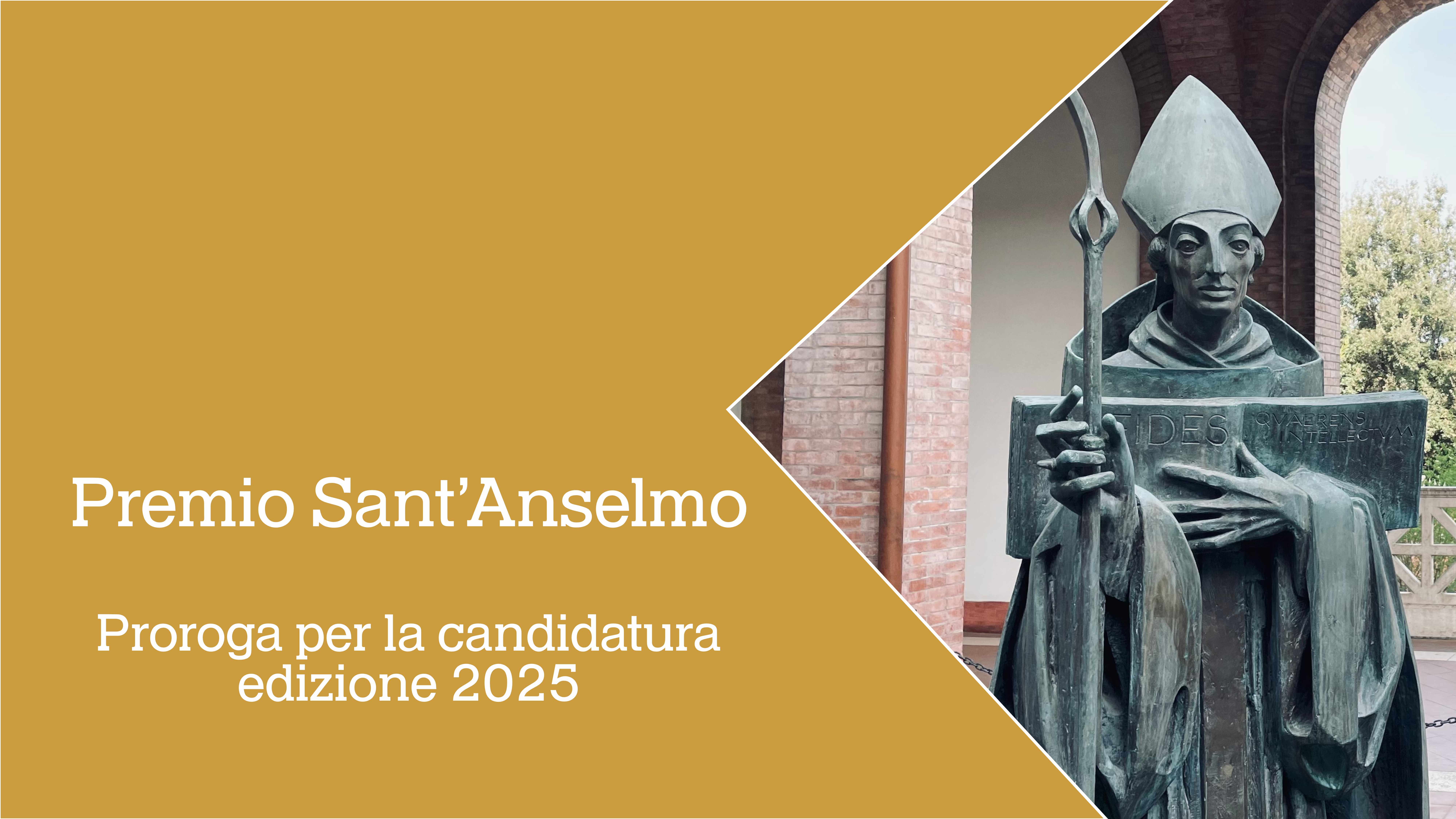 Proroga per la candidatura del Premio Sant’Anselmo edizione 2025 