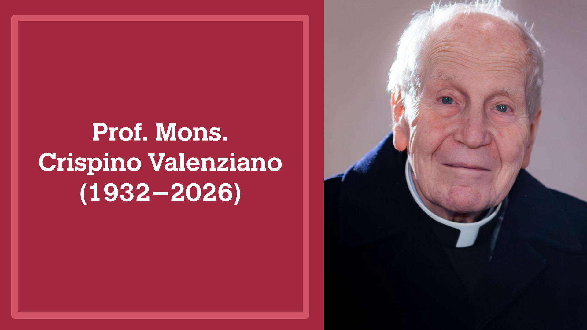 In memoriam: Prof. Mons. Crispino Valenziano (1932–2026)