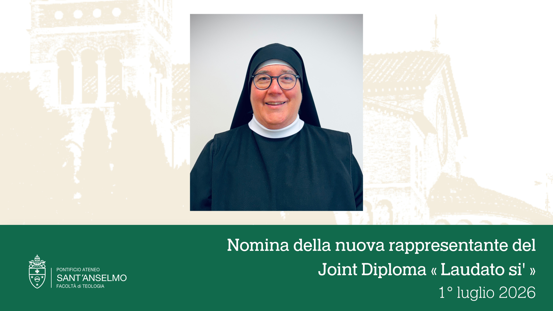 Nomina della nuova rappresentante dell'Ateneo del Joint Diploma  «Laudato si'» 