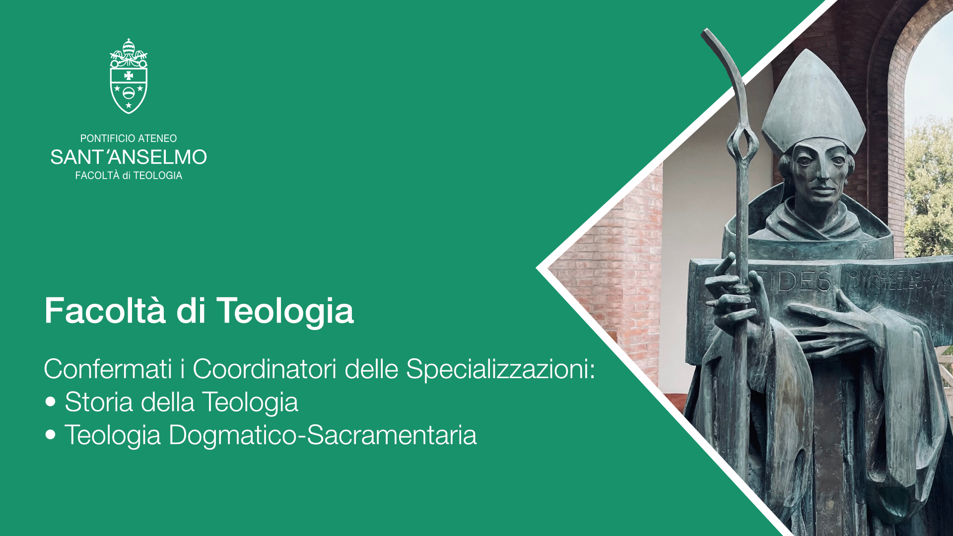 Facoltà di Teologia: conferma dei coordinatori